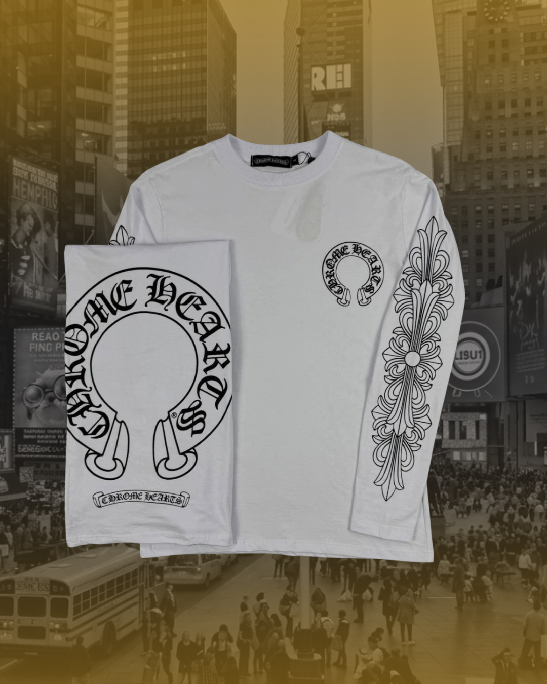CAMISETA MANGA LONGA CHROME HEARTS BRANCA